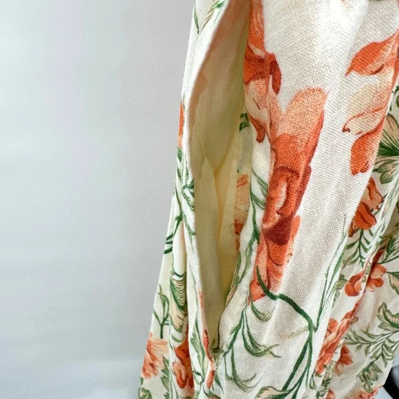 Joie Linen Floral Empire Dress with Pockets Size 8 Regency Cottagecore Prairie - Picture 12 of 12
